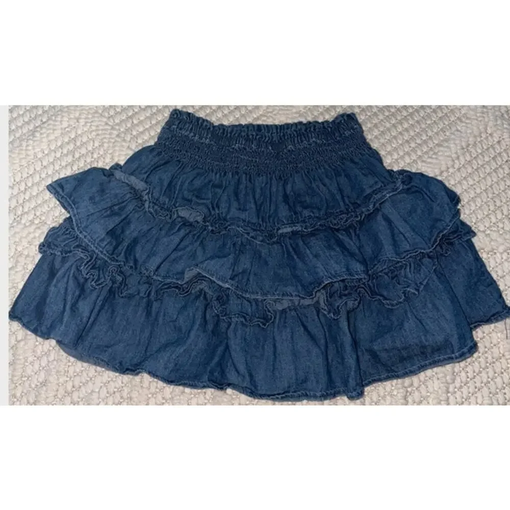Gap × LoveShackFancy Girls Denim Flippy Skirt Size Medium